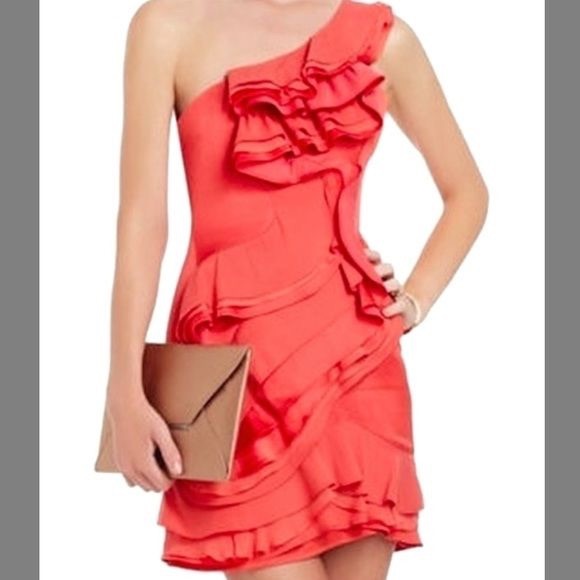 Bcbg Maxazria coral single shoulder ruffle Dress - Picture 3 of 8